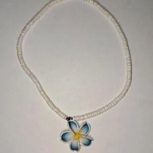 Elegant Floral White and Blue Necklace